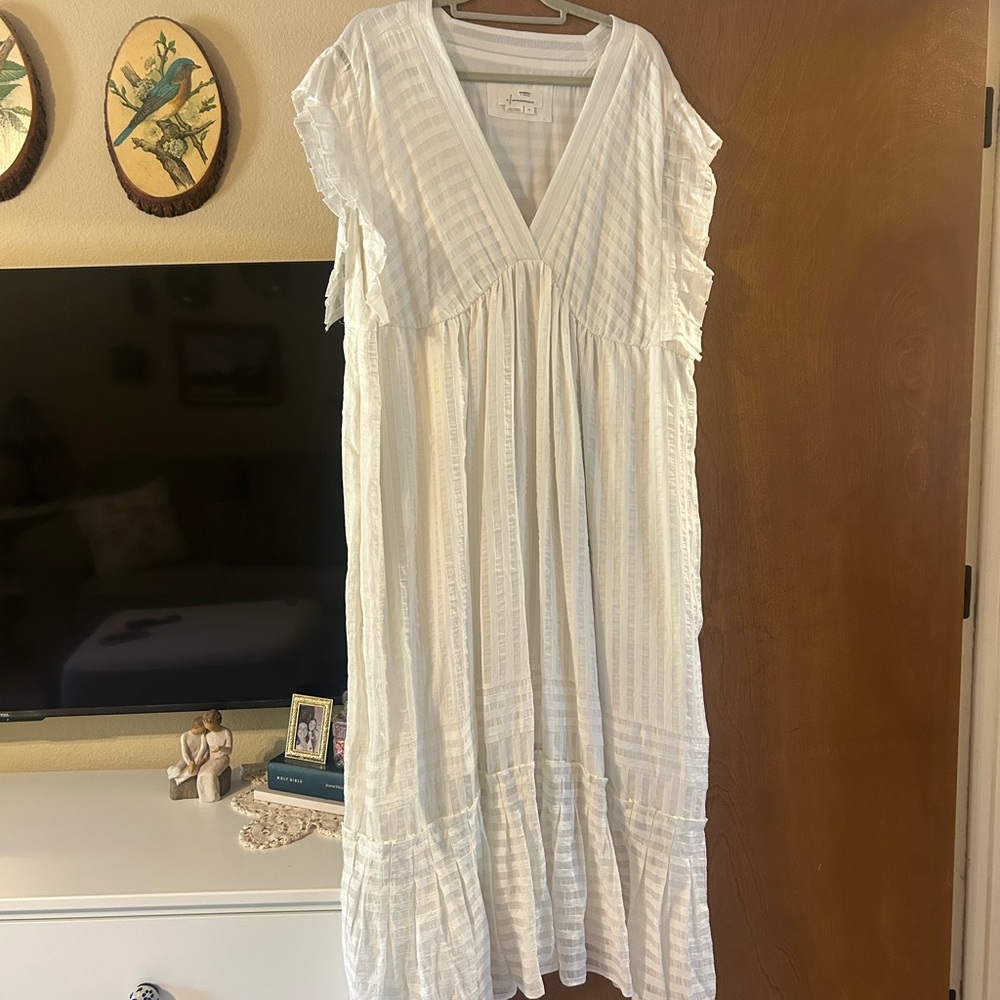 Anthropologie V-Neck Ruffled Tiered Babydoll Dress